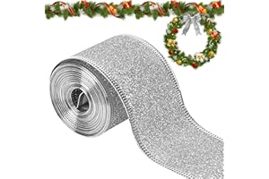 Lets Joy Rollos de Cinta, 10M Cinta de Navidad, Cinta de árbol de Navidad, Cinta de Regalo, Cinta de Navidad para Envolver Regalos, Navidad Cinta de Corona DIY Manualidad para Decoraciones Navideñas