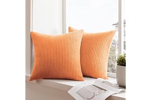 mosayt Federe Cuscini Divano 40x40 cm Copricuscini Arancione in Velluto a Coste, Copri Cuscini Autunno Decorativi Camera da Letto per La Casa, Federa Cuscino Morbido Quadrato 2 Pezzi
