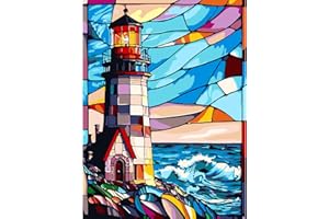 AIRDEA Vitrail de phare Peinture par Numéros Adultes débutants, Acrylique Peinture par Numéros Adultes sur Toile, Kit de Peinture à l'huile sur Toile Bricolage avec pinceaux 30X40CM