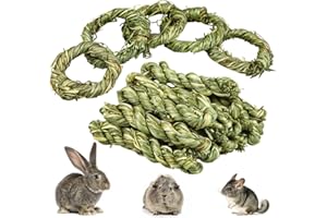 Episkey 20 Pcs Rabbit Chew Toys, Natural Timothy Grass Ring Bunny Molar Grass Stick Toys Small Animal Boredom Breaker Activity Play Chew Toys for Bunny Rabbits Hamster Guinea Pigs Chinchilla