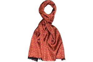 Lorenzo Cana - Luxus Herren Schal Wendeschal harmonische Farben - Vorderseite bedruckte Seide - Rückseite gewebte Wolle - 30 cm x 160 cm - 8914211