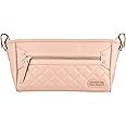 Itzy Ritzy Adjustable Stroller Caddy – Stroller Organizer Featuring Two Built-in Pockets, Front Zippered Pocket and Adjustable Straps to Fit Nearly Any Stroller, Blush