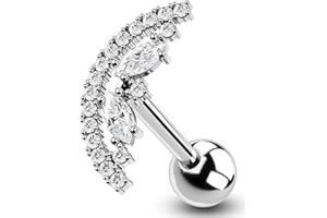 OUFER 16G Argento Orecchino Cartilagine Helix Piercings Studs Acciaio Chirurgico CZ Conch Jewelry Elica Cartilage Earring Tragus Trago Ear Upper Lobe