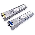 Elfcam® - 2 Pack 1.25 Gbps SFP, Fiber Optic Connector SC Single-Mode 10KM DDM, TX 1310nm /RX 1550nm and TX 1550nm / RX 1310nm