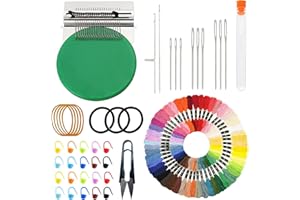 Allazone Speedweve Loom Mini Metier a Tisser 21 Hooks Darning Mini Loom Machine Speedweve et 50 Couleur Fils à Broder pour Tricoter Des Vêtements, Des Chaussettes