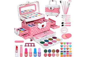 JOOFUL Trucchi Bambina Set, 55 Pezzi Sicuro e Atossico e Lavabile Valigetta Trucchi Bambina Anallergici, Giochi Bamba Natale Compleanno Regalo Bamba 3 4 5 6 7 8 9 10 Anni