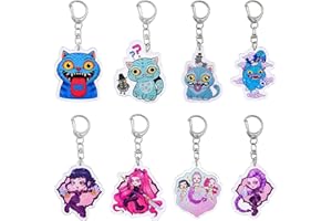 SSKHE K-KPop D-Demon H-Hunters 8-Piece Double-Sided Keychains Set, Official Merch for Boys Girls Kids Birthday Gifts Zoey Saja Themed Toys Collection