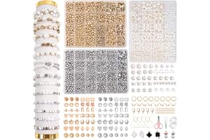 JHWELRG White Pearl Set, Set of Three Box Set, DIY Beads for Bracelets, Adult Bracelet, Beads, Golden Silver Beads for Threading Beads Set for Christmas, Parties, Easter, Holiday