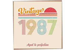 MUG MONSTER Kartka urodzinowa na 36 urodziny w stylu vintage 1987 'Aged to Perfection' zabawna kartka z życzeniami dla mężczyzn i kobiet, kartki urodzinowe dla kobiet, kartki urodzinowe dla mężczyzn, kartka