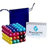 Brainiestoy – 100 Billes Aimantées Colorées 5mm en Néodyme - 10 Couleurs - Aimants Puissants pour Tableau, Frigo, Murs Magnét