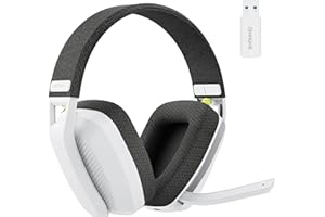 BINNUNE Cascos Gaming inalambricos con Micrófono para Playstation 4 5 PS4 PS5 PC, Auriculares Gaming inalambricos Bluetooth con ENC Micro, Batería de 48 Horas, LE Audio- Blanco