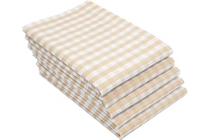 ZOLLNER Juego de 5 paños de Cocina de algodón de 50 x 70 cm - Muy absorbentes y Beige-Blanco-Chequered - Lavables a 60 °C - Calidad gastronómica, con certificación Oeko Tex®