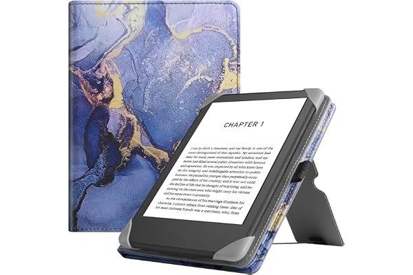 HGWALP Étui Universel pour liseuses de 6 Pouces, étui Folio en Cuir avec Sangle de Maintien Compatible avec Toutes Les liseuses de 6 Pouces Paperwhite/Kobo/Tolino/Pocketook, marbre Violet