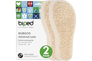 ‎BIPED biped minimal sole BURGOS - 2 Paar Winter Einlegesohlen für Barfußschuhe - Wärmende Lammwollsohlen – Passen in Minimalschuhe für Erwachsene und Kinder