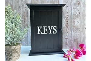 MAISONICA Black Wooden Key Box Holder Cabinet Storage Gift - Wallmounted or Freestanding