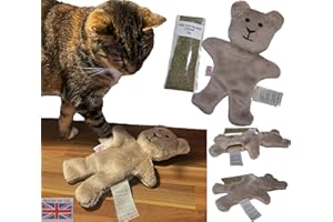 THE LITTLE BRITISH MADE COMPANY BRITISH UK MADE REFILLABLE CATNIP TEDDY BEAR CAT TOYS FOR INDOOR CATS HIGH POTENCY TOY NEW OUT! (Refillable Catnip Teddy Bear (includes 10 grams of organic catnip))