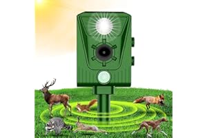 ASHMITA Ultrasonic Cat Repellent,Garden Ultrasonic Fox Repellent, Solar Powered & Waterproof Animal Deterrent, Flashing Light and USB Charge for Cats, Dogs, Squirrel, Rat, Foxes, Snake, Deer, Wild Animals