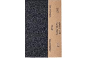 YoiYee 60 Grit Wet & Dry Sandpaper Sheets, 23x9.5cm Medium Coarse Abrasive Sand Paper Roll for Wood, Metal, Plastic, Glass, Stone and Wall Sanding, 10 Pack