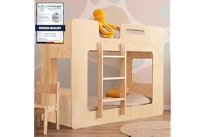 smartwood Mimi L - Entrada Izquierda litera 70x140 con somier y protección contra caídas - Cama Infantil para niños y niñas - Cama Montessori con protección contra caídas y somier Madera Natural