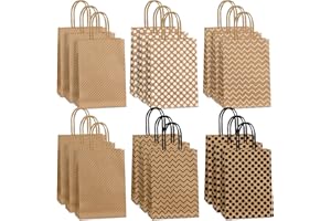 Aitvsfao Party Bags,18 PCS Gift Bags Presents,Reusable Paper Bags w/ Handles,Small Gift Bag 6 Different Senior Color Multiple Uses,Bag Kids/Adults Party,Sweet Bag Craft Paper Bag 8.26''×6''×3.15''