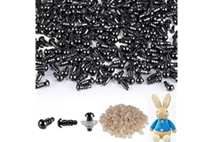 FINEASY 300 Pezzi Occhi di Sicurezza con Rondelle, Occhi per Pupazzi all'Uncinetto in Plastica Nera, Occhietti Occhi Amigurumi di Peluche per Orsacchiotti Creazione Bambole (6mm)