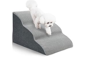 LUFEEMGA Dog Steps for Bed and Sofa, 30 cm High Dog Stairs for Sofa 3-Step Pet Ramp with Washable Plush Cover Non-slip Pet Stairs for Small, Old, Injured Dogs and Cats