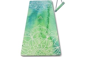 ‎YOSANA Yogamatte aus Naturkautschuk I Hot Yoga Mikrofaser Matte I Bikram Yogamatte Maschinenwaschbar I Ying Yoga Matte I Yogatuch und Matte in einem I feucht besonders rutschfest I 183 x 68 cm I 4mm