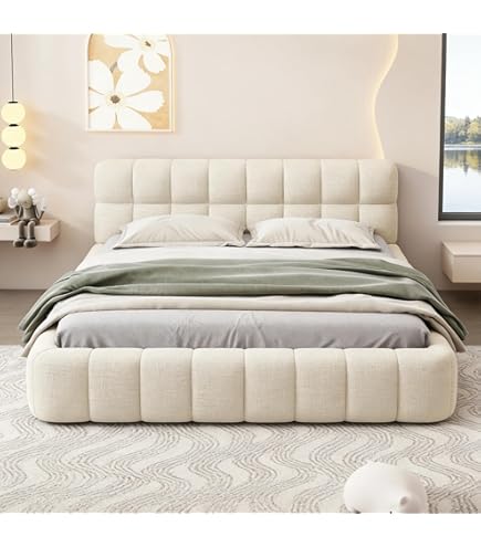 Gestoffeerd Tweepersoonsbed 90x200 Cm, Bedframe Met Lattenbodem En Hoofdbord Kinderbed Linnen Grijs