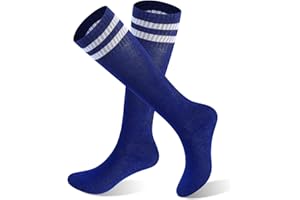 KIGNIOTE Calcetines de fútbol para niños, calcetines de fútbol antideslizantes para niños y niñas, calcetines de tubo largo y transpirables para fútbol, azul, Talla única