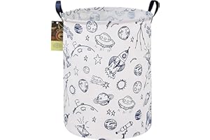 HUNRUNG Cesta grande de tela de lona ligera para almacenamiento, organizador de juguetes, ropa sucia, plegable, impermeable, para dormitorios universitarios, dormitorio de niños, baño (planeta azul