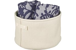 mDesign Cesta de tela con forro y diseño estructurado – Ideal como cesto para baño o como organizador de cosméticos – Práctico organizador de baño de algodón con asas – crema