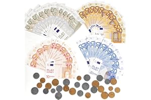 LEEELYAN Spielgeld Kinder 72 Stück, Rollenspiel, Kinderspielzeug, für Rollenspiele, zum Rechnen und Lernen, Einkaufsladen Kinder