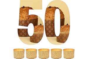 FAH FAMILY AT HOME Moule Mini Panettone 100 g – 50 pièces, en papier naturel de cellulose pure, formes de cuisson pour panettoni 100 g, résistant à la chaleur 200 °C