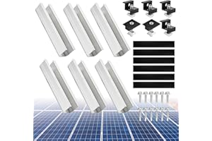 Philtool Solarmodul Halterung Kit,12cm Aluprofil Schienen und Zubehör Schwarz Eloxiert 30-35mm Verstellbar Halterung für Solarmodule, Halterung Solarpanel für Flachdach Trapezdach Blechdach