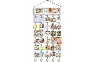 VINCOURNA Marcos Fotos Pared, Marcos Para Fotos Con Tablero De Mensajes Y 30 Pinzas Para Fotos, Marcos De Fotos Multiples, Porta Fotos Pared, Soporte Fotos Para Memoria Exposición