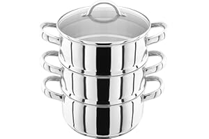 Judge Stainless Steel 3 Tier Steamer Set with 20cm 1.6L Casserole, 2 Steamers and Lid, Induction Ready, Gift Boxed - 25 Year Guarantee