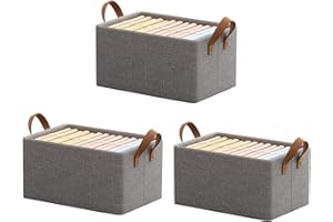 soynogya Faltbare Aufbewahrungskörbe, 46x28x20 Leinen Stoff Aufbewahrungsbox Korb für Spielzeug, Kleidung, Zuhause, Wäsche (3-Sätze)