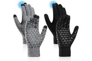 ytorgr Guantes térmicos de invierno para mujer, guantes de ciclismo para hombre, antideslizantes, de punto, cálidos, guantes de invierno para conducir, correr, actividades al aire libre