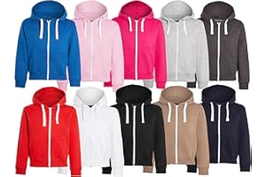 IMPORIO 11 Unisex Boys Girls Plain Zip Up Hooded Sweatshirt Hoodies Top Jumper School Wear Hoodies UK Size 1-13 Years