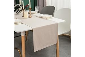 Simurq Tischläufer Modern | Abwaschbar, Wasserabweisend, Lotuseffekt | Outdoor, Pflegeleicht | Beige Creme | Table Runner Tischband (Beige, 40x160 cm)