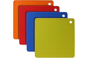 flintronic Sottopentola Silicone Set di 4, Presine in Silicone da Cucina Forma di Alveare, Resistente al Calore fino a 250 °C, Lavabile in Lavastoviglie, Multifunzione - Colorato