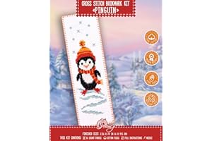 Povitrulya Counted Cross Stitch Kit - DIY Kits for Adults or Kids - Funny Embroidery Bookmark - Easy to Use - Craft Collection - Penguin