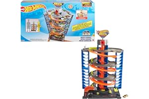 Hot Wheels City Méga Garage avec Ascenseur pour Ranger Plus de 40 véhicules, à connecter avec Circuit et Pistes, Voiture Incluse, Jouet pour Enfant, GTT95