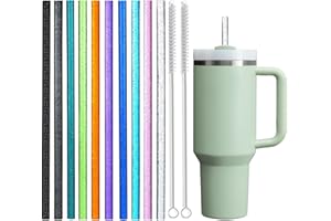 ALINK 10 Pack Farbe Ersatz Strohhalme für Stanley 40 oz 30 oz Tumbler, 12 in langen wiederverwendbaren Kunststoff Glitter Strohhalme für Stanley Cup Zubehör, halbe Gallone Krug,