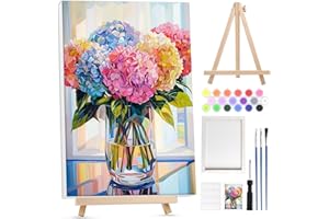 Lxmsja Dipingere con i Numeri Adulti con Cornice, Fiore Paint by Numbers Kit Principianti Con Cavalletto in Legno, Hobby Creativi Adulti Idee Regalo Donna Decorazioni Casa - 20x30cm