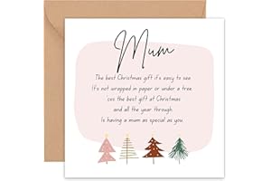 Felbridge Studio - Mum Christmas Card - Mother - Family Christmas Cards - Xmas Card Mum - With Verse - From Son Daughter Both of Us Step - Special Sentimental Large Luxury Fancy Gift 2022-14cm