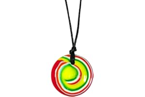 Chewigem - Collier à mâcher super résistant, discret et stimulant pour réduire l'anxiété et améliorer la concentration. Aide apaisante pour les difficultés de traitement sensoriel - autisme - TDAH. Pendentif à bouton multicolore et cordon. Parfait pour les enfants, les adultes et les besoins en motricité orale.