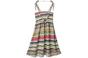 Freebily Vestido Largo De Verano para Niñas Sin Manga Vestido De Tirante Fino con Estampado Floral Bohemio Pastoral Y Colgante Vestido De Vacaciones Playa 3-12 Años