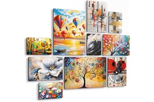 Giallobus - Set med 10 flerpanelsmålningar - Dreams 02 - Mdf trä - - 2 x 42x29,7cm - 4 x 29,7x21cm - 4 x 21x14,85cm - - Färdig att hänga - Tavlor