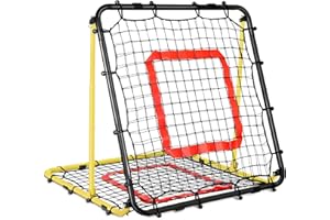 BASEGOAL Rete Rimbalzo Calcio Doppio Lato Pieghevole, Rete da Rimbalzo per Pallavolo Angolo Regolabile, con Target per Allenamento Abilità, Facile da Montare, per Calcio, Baseball e Pallavolo